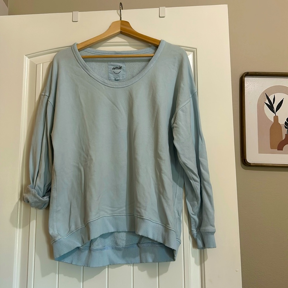 Aerie oversized light blue “let’s go coconuts” sweatshirt